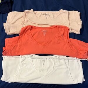 Chico's Sleeveless Tops - Cream/pink round neck, v neck Orange, v neck White